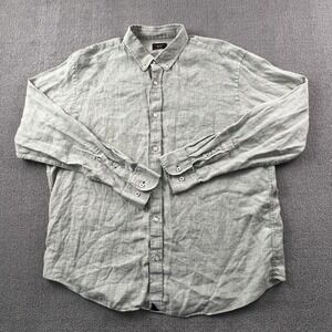 UNTUCKit Shirt Adult 2XL XXL Green Button Up Long Sleeve Linen Casual Men